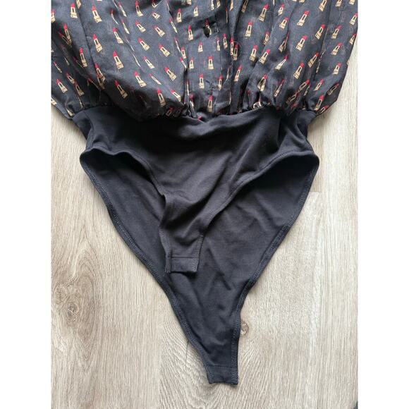 Zara Lipstick Bodysuit, Women's Small, Black, Sheer - Picture 5 of 7